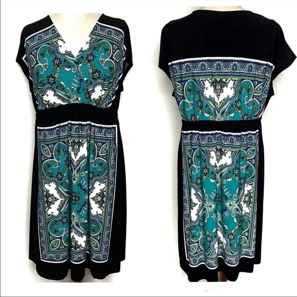 Enfocus Studio Dresses & Skirts - Floral Paisley Deep V Neck Summer Dress Size 14